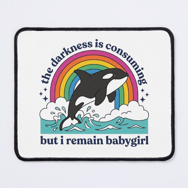 Item preview, The Darkness Is Consuming But I Remain Babygirl Orca Killer Whale Retro Rainbow Meme Graphic designed and sold by raedattia.