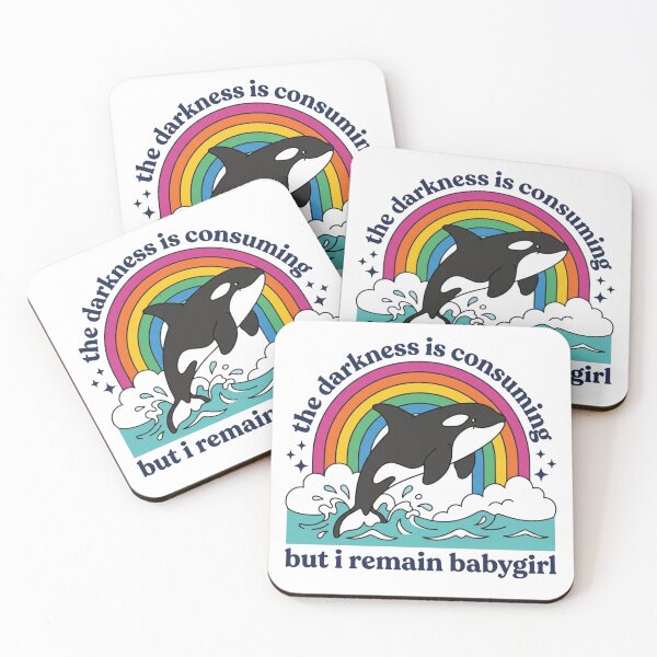 Item preview, The Darkness Is Consuming But I Remain Babygirl Orca Killer Whale Retro Rainbow Meme Graphic    designed and sold by raedattia.