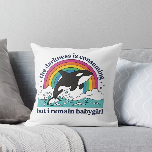 Item preview, The Darkness Is Consuming But I Remain Babygirl Orca Killer Whale Retro Rainbow Meme Graphic    designed and sold by raedattia.