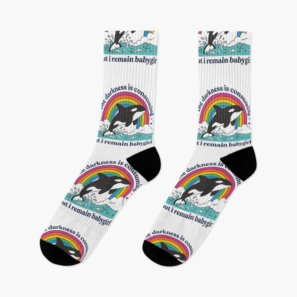 Item preview, The Darkness Is Consuming But I Remain Babygirl Orca Killer Whale Retro Rainbow Meme Graphic    designed and sold by raedattia.