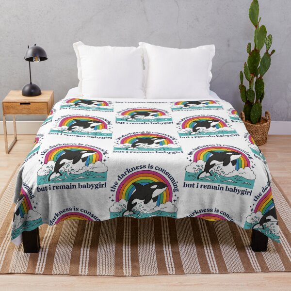 Item preview, The Darkness Is Consuming But I Remain Babygirl Orca Killer Whale Retro Rainbow Meme Graphic designed and sold by raedattia.
