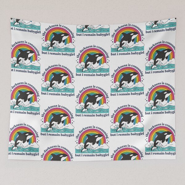 Item preview, The Darkness Is Consuming But I Remain Babygirl Orca Killer Whale Retro Rainbow Meme Graphic    designed and sold by raedattia.