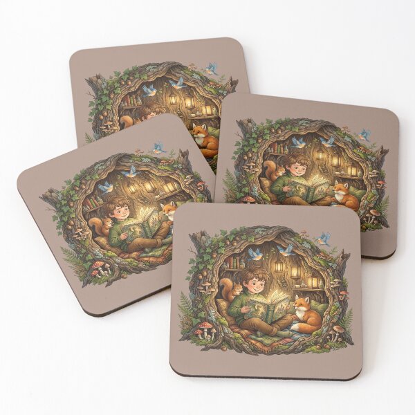 Item preview, Tree Hollow Book Lover Woodland Cottagecore Art designed and sold by SebastianSpace.