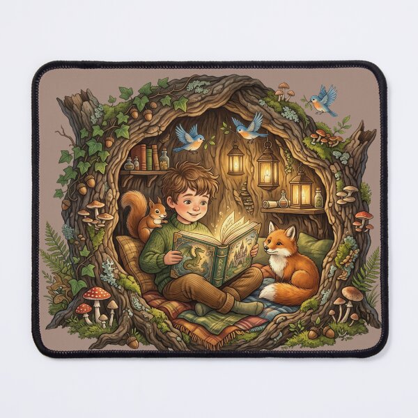 Item preview, Tree Hollow Book Lover Woodland Cottagecore Art designed and sold by SebastianSpace.