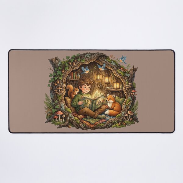 Item preview, Tree Hollow Book Lover Woodland Cottagecore Art designed and sold by SebastianSpace.
