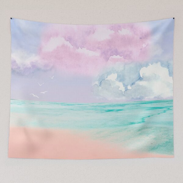 Item preview, Watercolor pastel beachfront oceanview designed and sold by CanariasGirl.