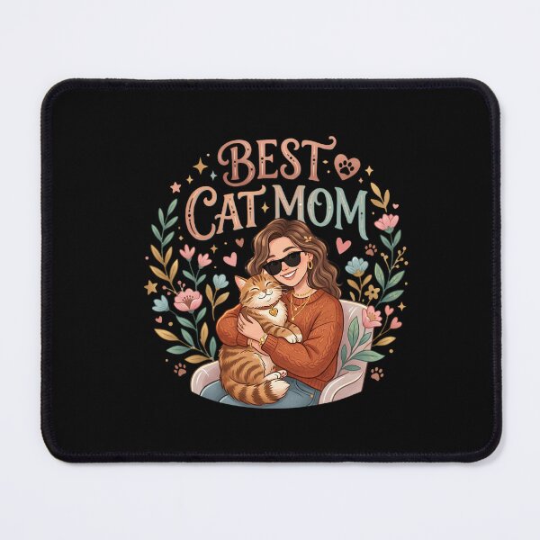 Item preview, Best Cat Mom Cute Cat Lover Floral Illustration designed and sold by Fateh-Kro ⭐⭐⭐⭐⭐.