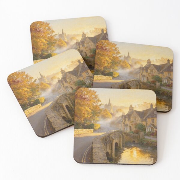Item preview, Castle Combe Cotswolds - Autumn Village Print - Cotswold Bridge Wall Art - A3 A4 A5 designed and sold by QuietCanvasArtworks.