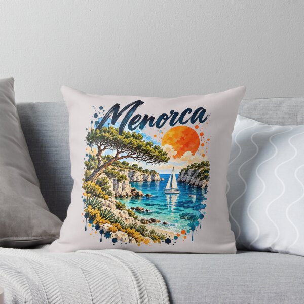 Item preview, Menorca Mediterranean Cove – Vintage Watercolor Travel Art designed and sold by malero-design.
