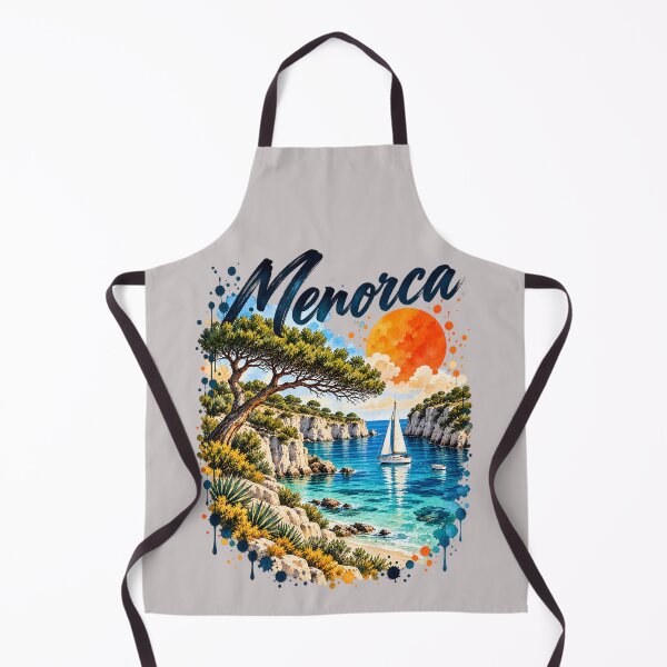 Artikelvorschau, Menorca Mediterranean Cove – Vintage Watercolor Travel Art entworfen und verkauft von malero-design.
