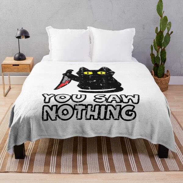 Item preview, You Saw Nothing Black Cat With Knife Funny Halloween Shirt designed and sold by jessicaguarnido.