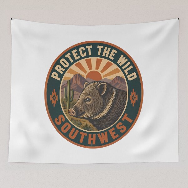 Item preview, Javelina Protect the Southwest – Vintage Arizona Wildlife designed and sold by Art-Arcade6.