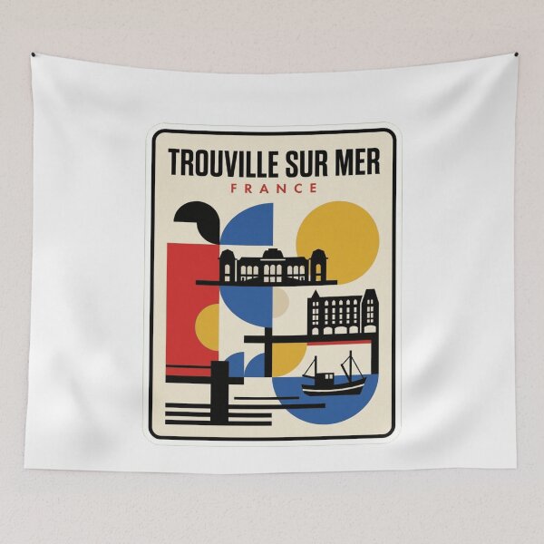 Item preview, Retro Trouville Sur Mer Bauhaus Geometric Skyline designed and sold by k3rstman1.