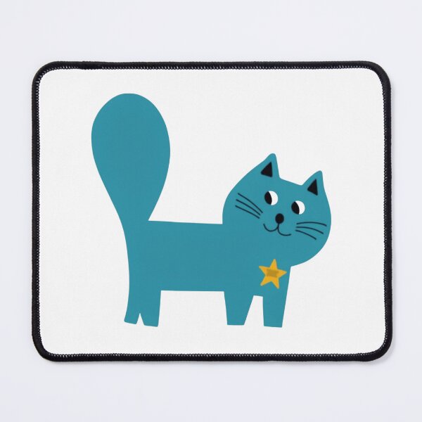 Item preview, Adorable Blue Cat with Yellow Star – Cute Minimalist Kawaii Cat Art designed and sold by Ikochane.