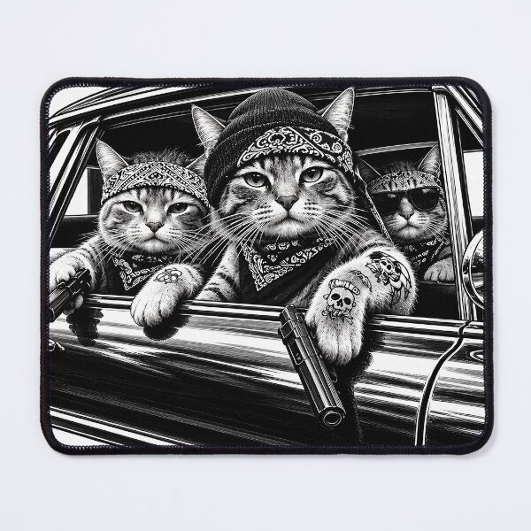 Item preview, Gangster Cats Vintage Car Black White Gangster Cat Crew designed and sold by Morescitaf.