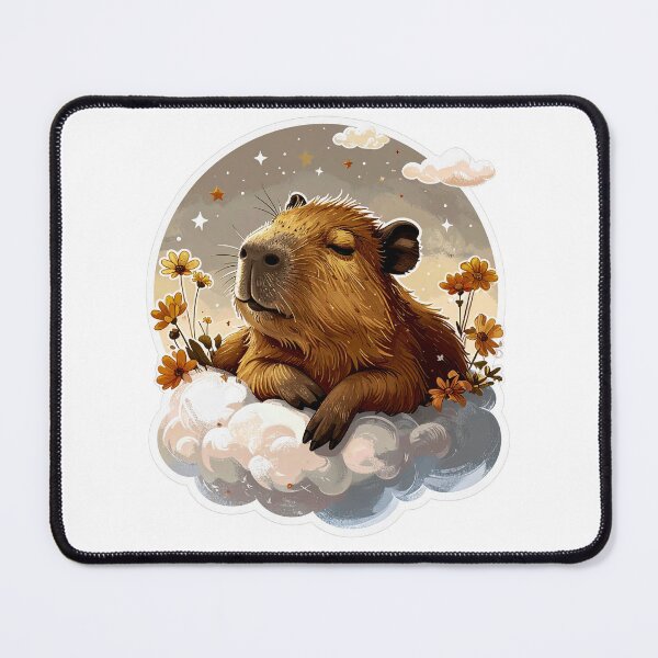 Item preview, Adorable relaxed capybara lying on a tiny fluffy cloud designed and sold by Animalibra1.