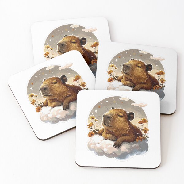 Item preview, Adorable relaxed capybara lying on a tiny fluffy cloud designed and sold by Animalibra1.