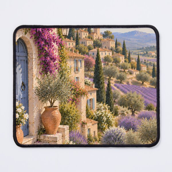Item preview, Rustic Provence Village Oil Painting Lavender Fields designed and sold by Jozefin's Studio.