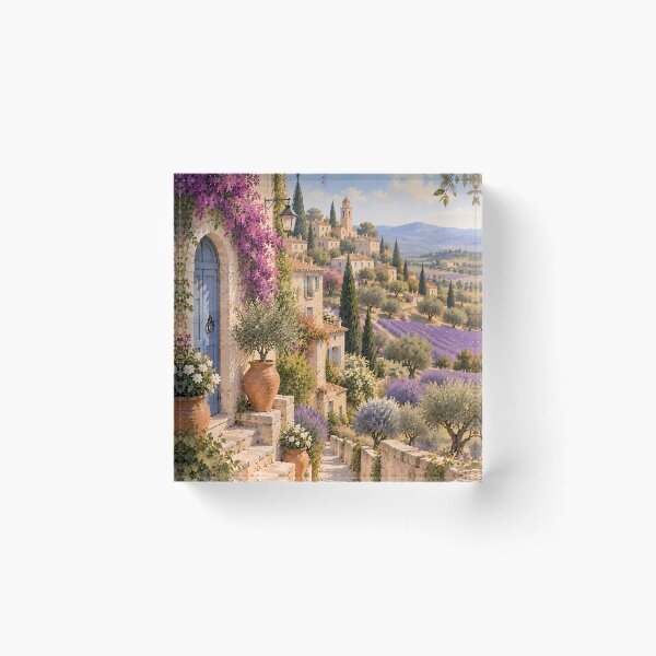 Item preview, Rustic Provence Village Oil Painting Lavender Fields designed and sold by Jozefin's Studio.
