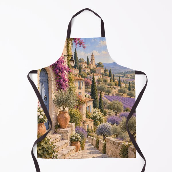Item preview, Rustic Provence Village Oil Painting Lavender Fields designed and sold by Jozefin's Studio.