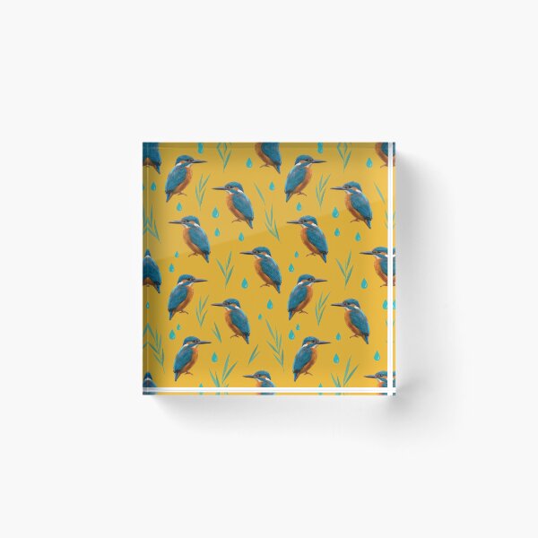 Item preview, Kingfisher Pattern – Bold Marigold Bird Print designed and sold by Helt-enkelt.