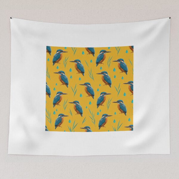 Item preview, Kingfisher Pattern – Bold Marigold Bird Print designed and sold by Helt-enkelt.
