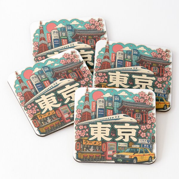 Item preview, Tokyo Kanji Sticker - Japan Cityscape Cherry Blossom Collage Art designed and sold by stg-reigns.