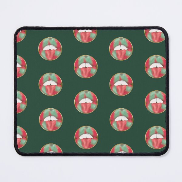 Item preview, Rebel Lips Pop Art – Duotone Pink seablue Lips on Dark green Background designed and sold by GoldenRebels.