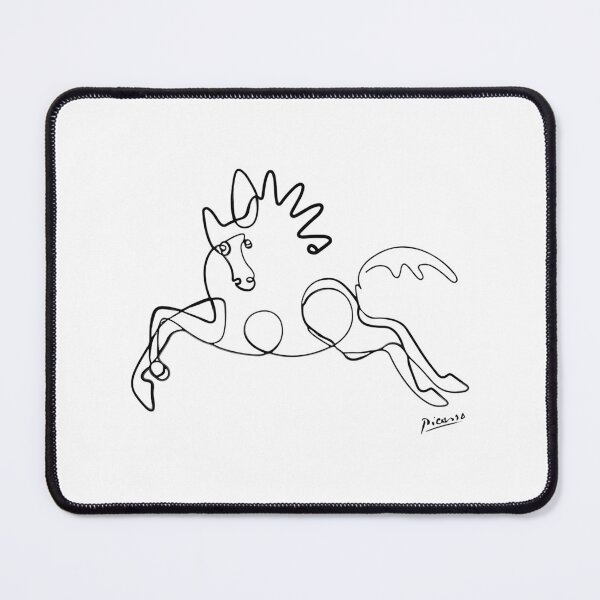 Item preview, Pablo Picasso Inspired Line Art of Wild Running Horse Black and White Ink Sketch Silhouette designed and sold by Albyna.
