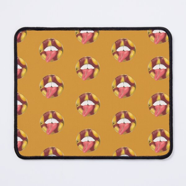 Item preview, Rebel Lips Pop Art – Duotone Red Yellow Lips on Oker Yellow Background designed and sold by GoldenRebels.