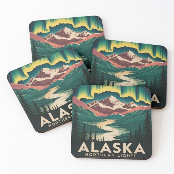 Item preview, Alaska Northern Lights Vintage WPA National Park Travel Poster Print designed and sold by Tamas Das.