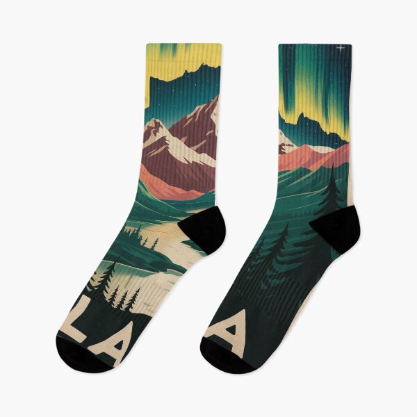 Item preview, Alaska Northern Lights Vintage WPA National Park Travel Poster Print designed and sold by Tamas Das.