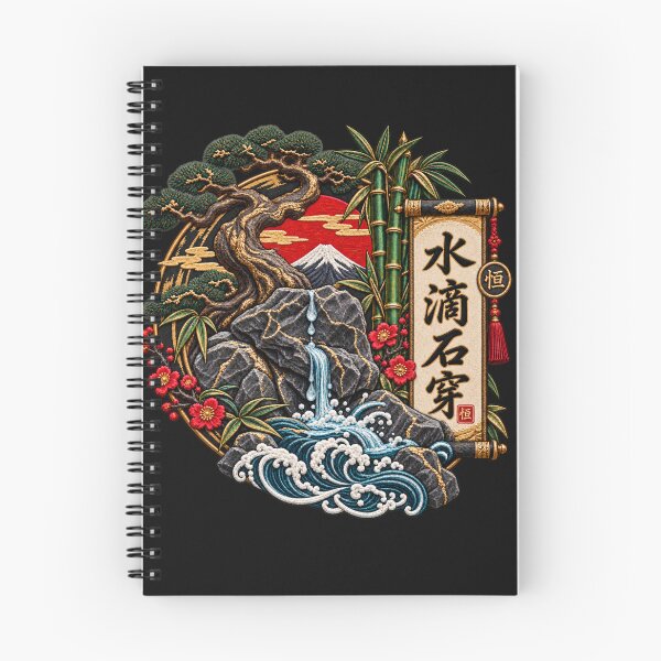 Item preview, Chinese Proverb Embroidery – 水滴石穿 Dripping Water Pierces Stone Art designed and sold by Emoji Emblems.