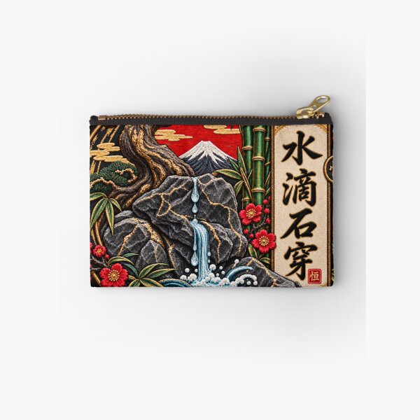 Item preview, Chinese Proverb Embroidery – 水滴石穿 Dripping Water Pierces Stone Art designed and sold by Emoji Emblems.
