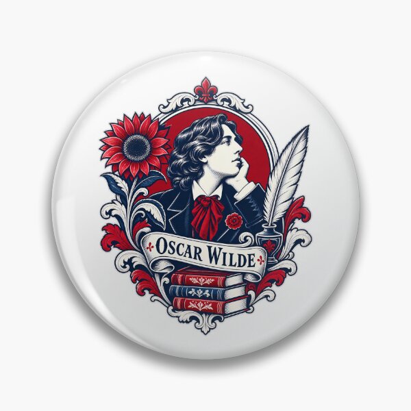 Item preview, Oscar Wilde: Crimson Sunflower Literary Crest designed and sold by Fenay Designs.