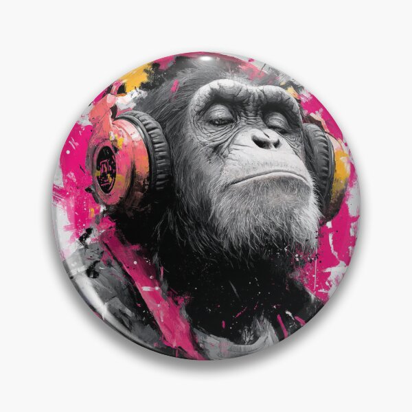 Item preview, Cool Dj Monkey Pink Paint Splatter With Headphones Music Wall Art designed and sold by GrinGalore.