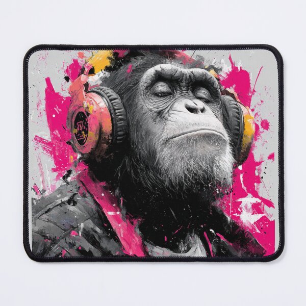 Item preview, Cool Dj Monkey Pink Paint Splatter With Headphones Music Wall Art designed and sold by GrinGalore.