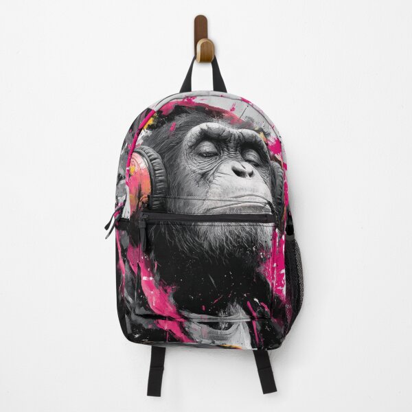 Item preview, Cool Dj Monkey Pink Paint Splatter With Headphones Music Wall Art designed and sold by GrinGalore.