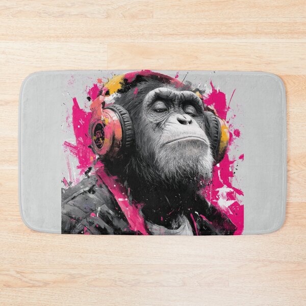Item preview, Cool Dj Monkey Pink Paint Splatter With Headphones Music Wall Art designed and sold by GrinGalore.