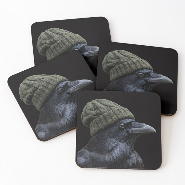 Item preview, Hipster Raven Wearing Beanie Nature Lover Woodland Animal designed and sold by w66aboo.