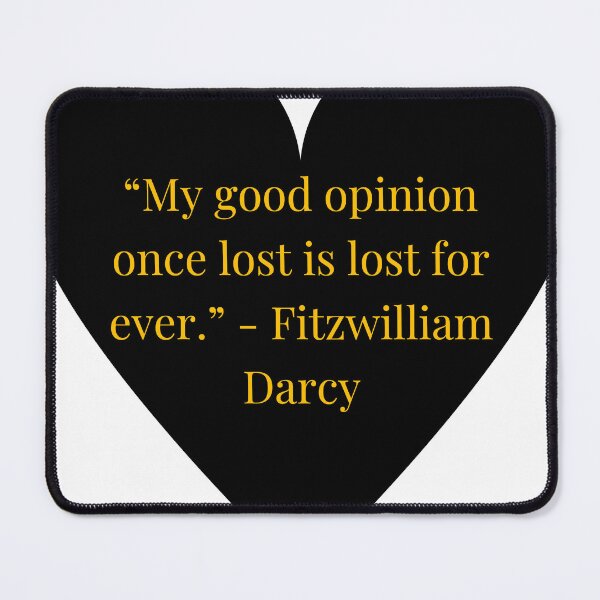 Item preview, Fitzwilliam Darcy Quote – Pride and Prejudice Gold Text Black Heart designed and sold by TheIconSmith.