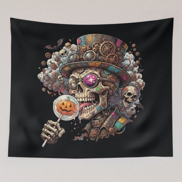 Item preview, Halloween Steampunk Skeleton Tophat Pumpkin Lollipop designed and sold by Voodoo Store Paranormal Collections.