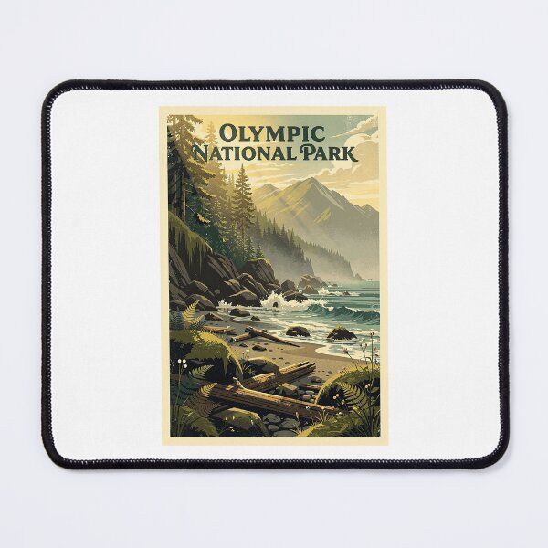 Item preview, Olympic National Park Vintage Travel Art designed and sold by Teelogic.
