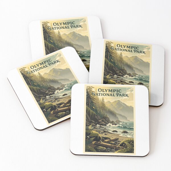 Item preview, Olympic National Park Vintage Travel Art designed and sold by Teelogic.