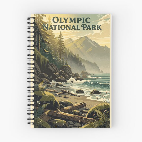 Item preview, Olympic National Park Vintage Travel Art designed and sold by Teelogic.