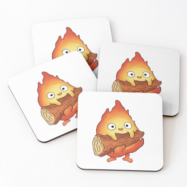 Item preview, Cute Magical Fire Creature Sitting on a Wooden Log – Kawaii Fantasy Illustration designed and sold by Ikochane.