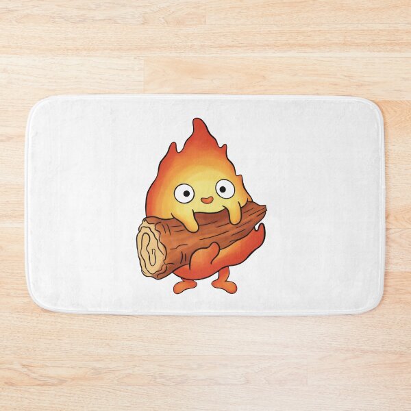 Item preview, Cute Magical Fire Creature Sitting on a Wooden Log – Kawaii Fantasy Illustration designed and sold by Ikochane.