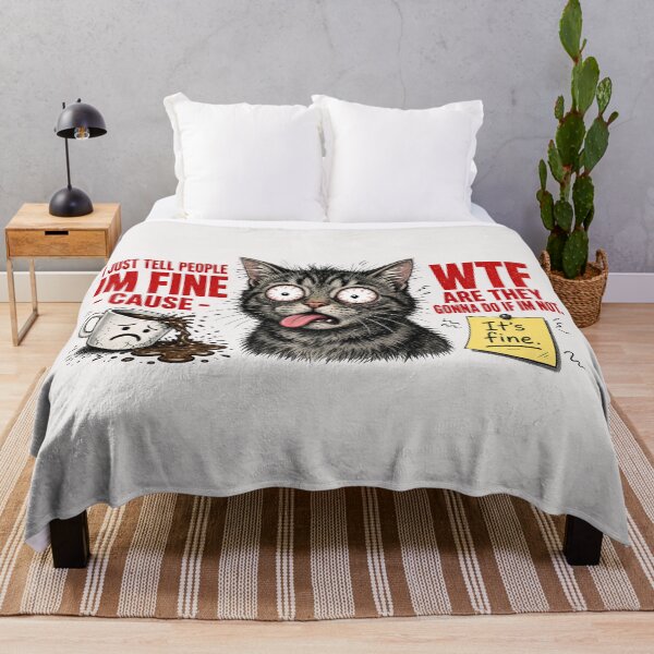 Item preview, Im Fine WTF Stressed Cat designed and sold by TshirtsOnline-.
