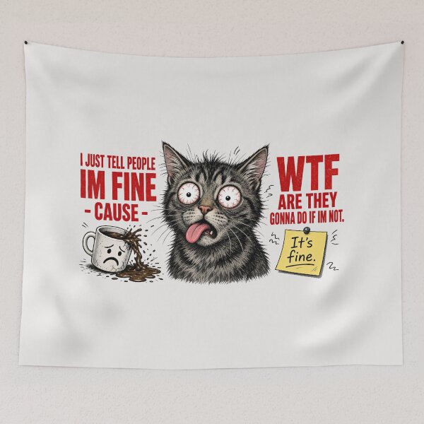 Item preview, Im Fine WTF Stressed Cat designed and sold by TshirtsOnline-.