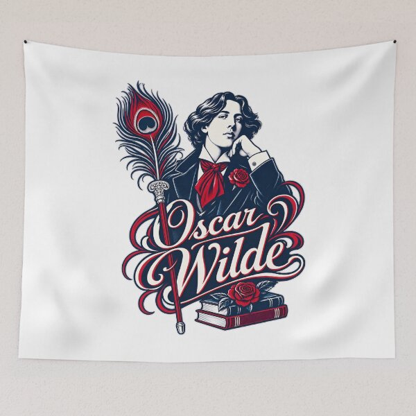 Item preview, Oscar Wilde Portrait with Peacock Feather and Roses designed and sold by Fenay Designs.